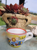 Tazzina caffè ceramica Salento con pesci colorati e sole