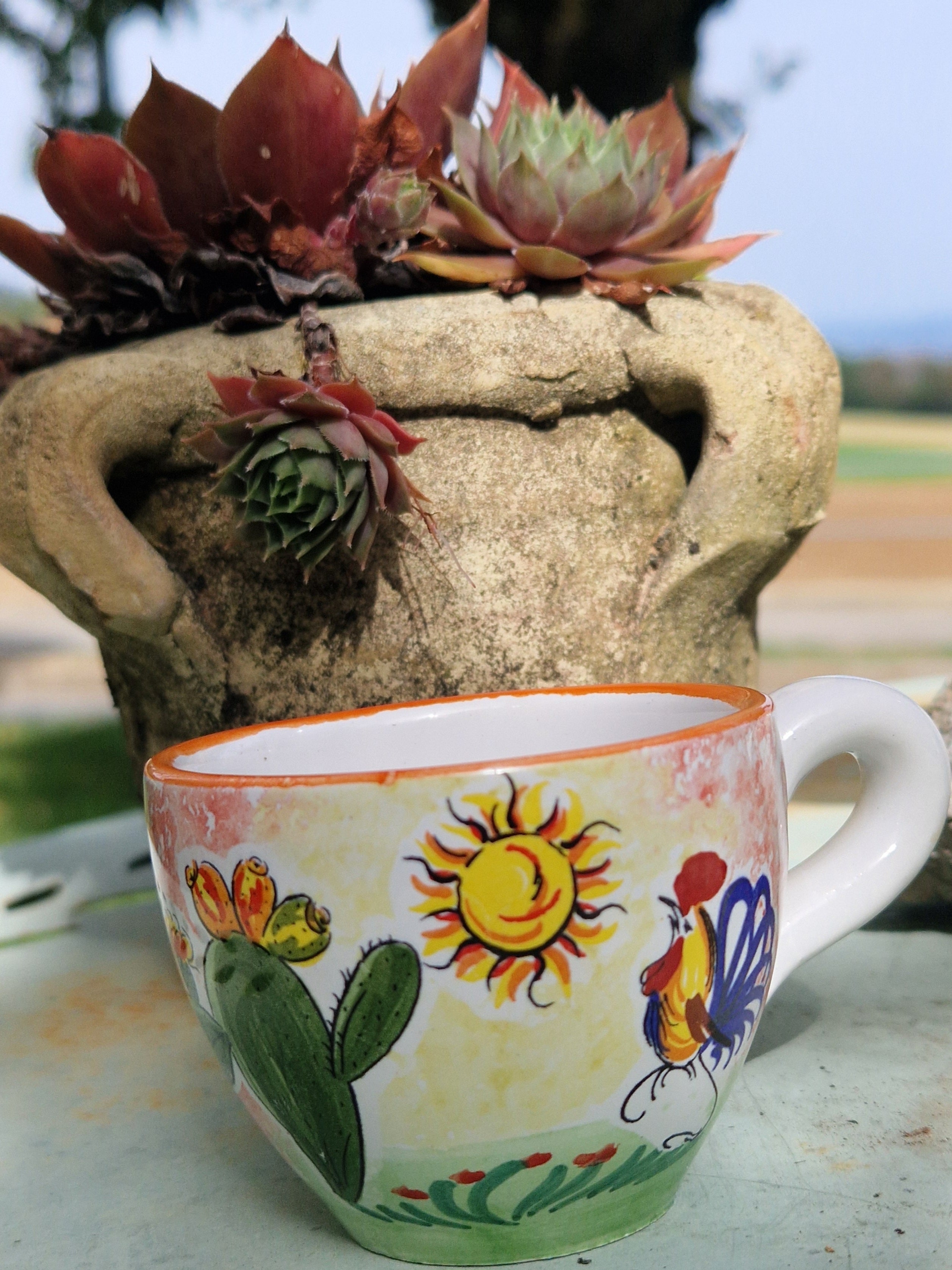 Tasse en céramique Salento avec soleil, cactus et coq