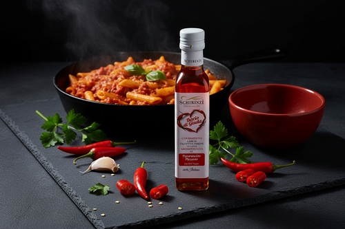 Bacio di Giuda – Natives Olivenöl Extra mit scharfer Peperoni 0,25 L