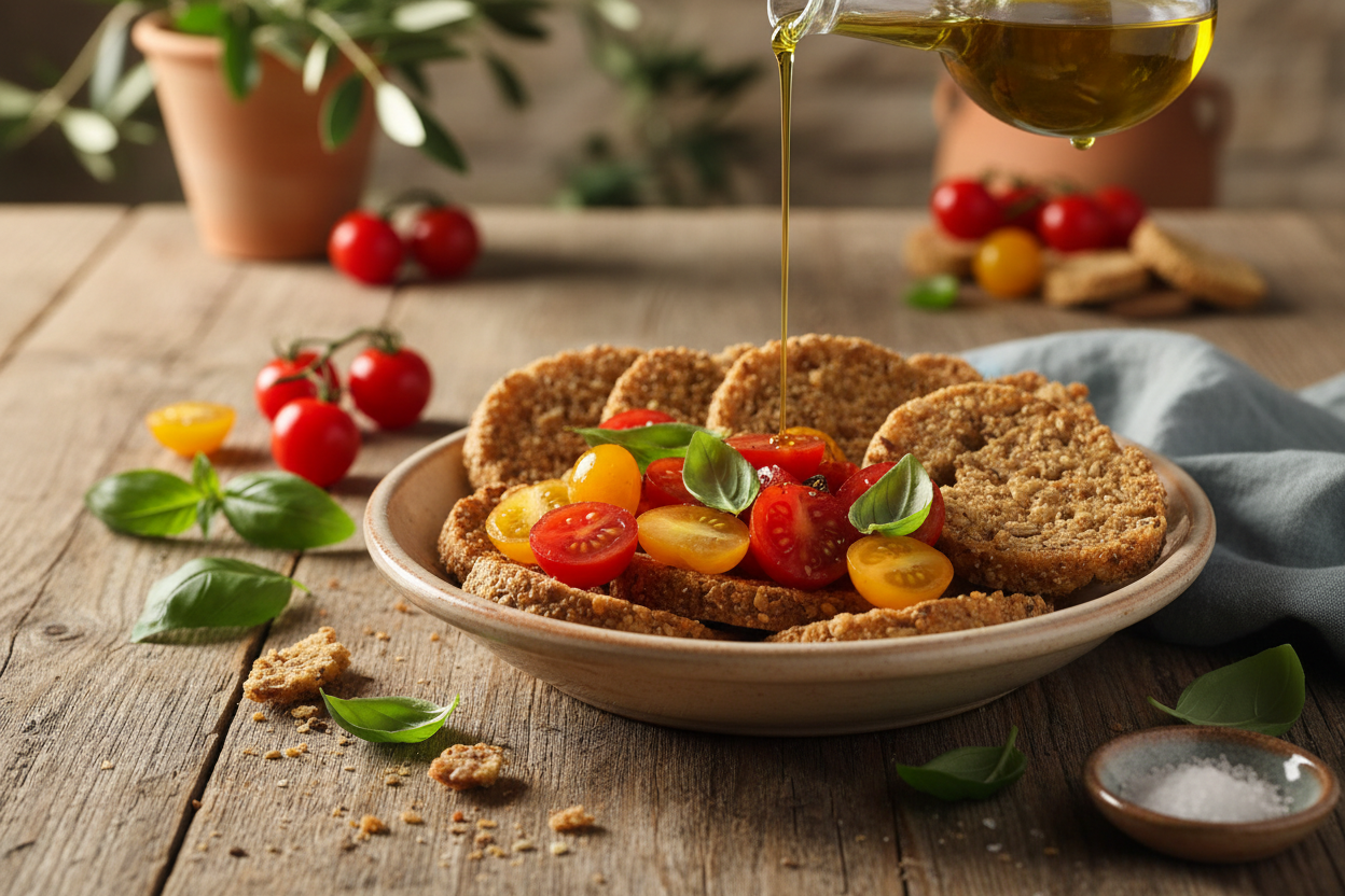 Frise ai Cereali con pomodorini e olio