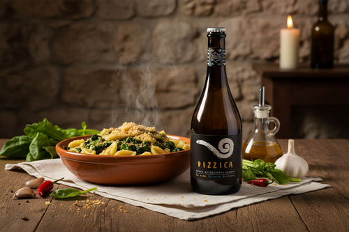 Pizzica Birra Artigianale Chiara con orecchiette alle cime di rapa - tradizione pugliese