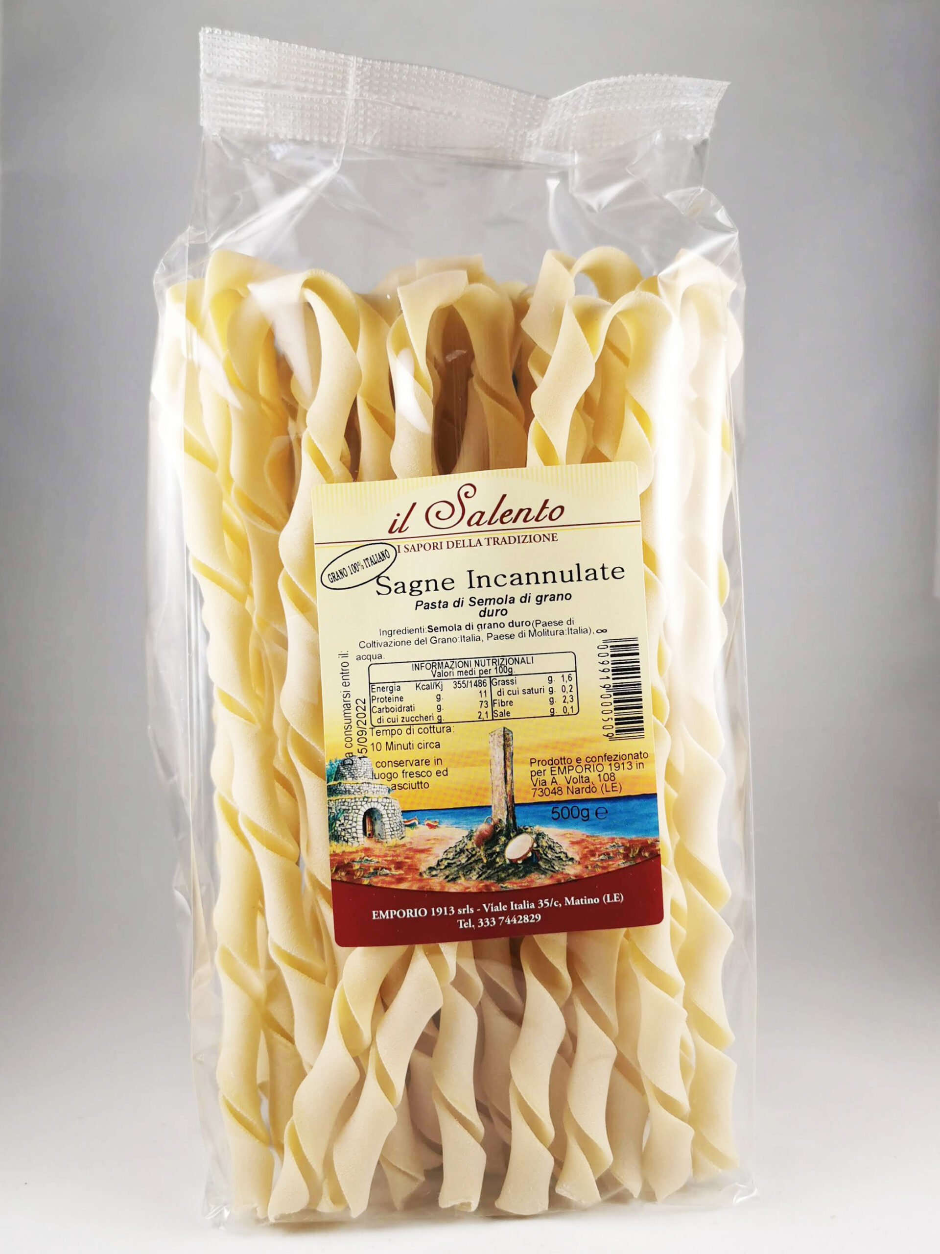 Pâtes sagne de blé cannelées 500 g