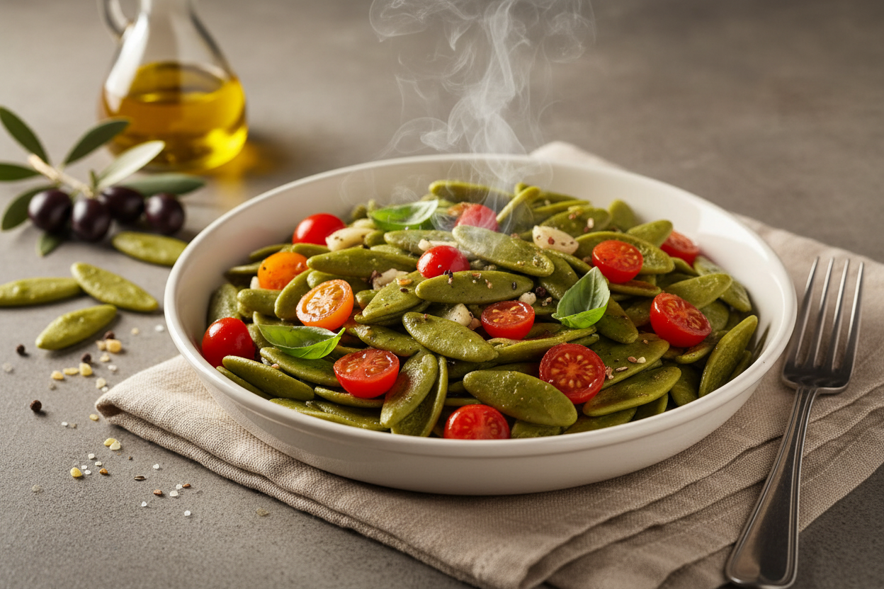 Foglie d'ulivo il Salento con pomodorini e basilico