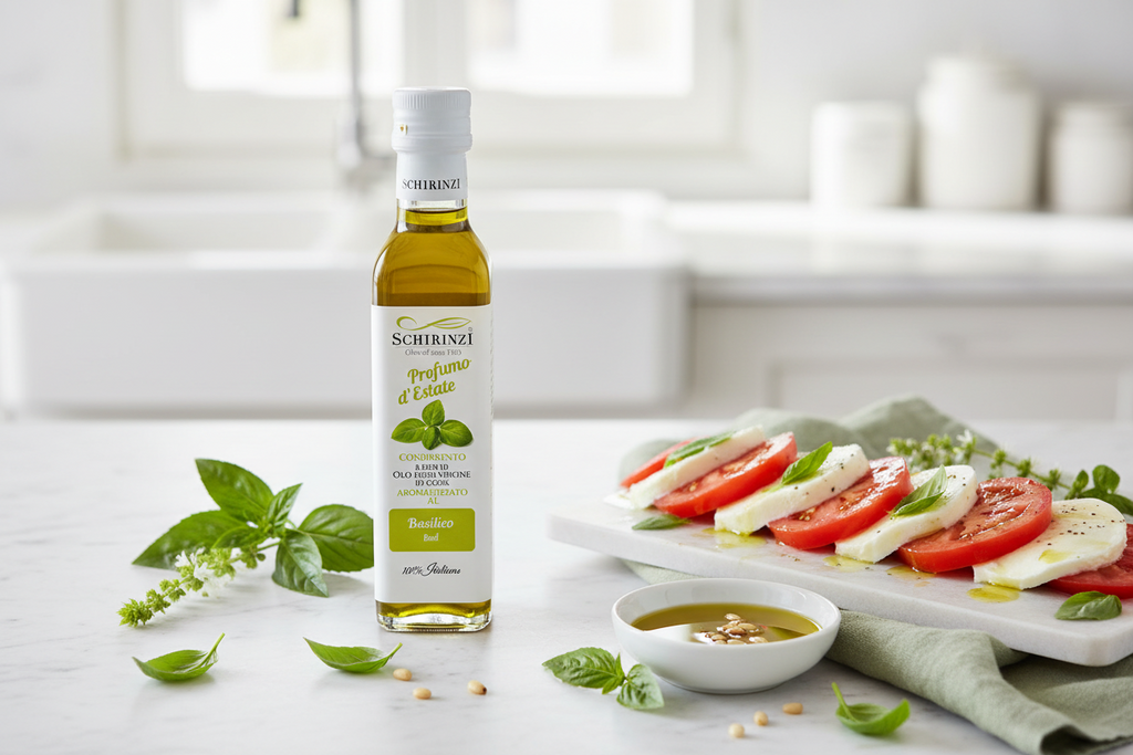 Parfum d'Été – Huile d'Olive Vierge Extra au Basilic 0,25 L